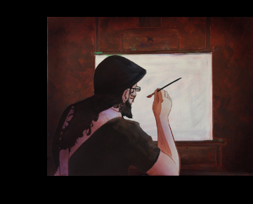 Creative partner artwork showing an artist at work